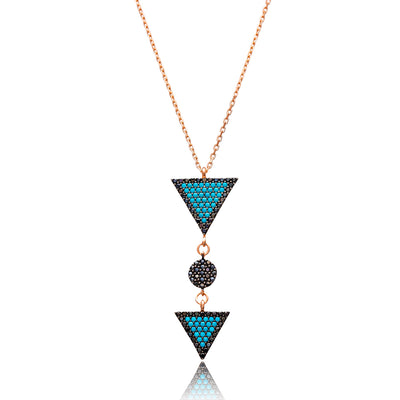 Juliett Sterling Silver Triple Triangle Turquoise Pendant - East Indies 