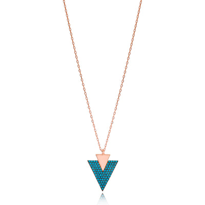 Small Triangle Gold Turquoise Necklace - East Indies 