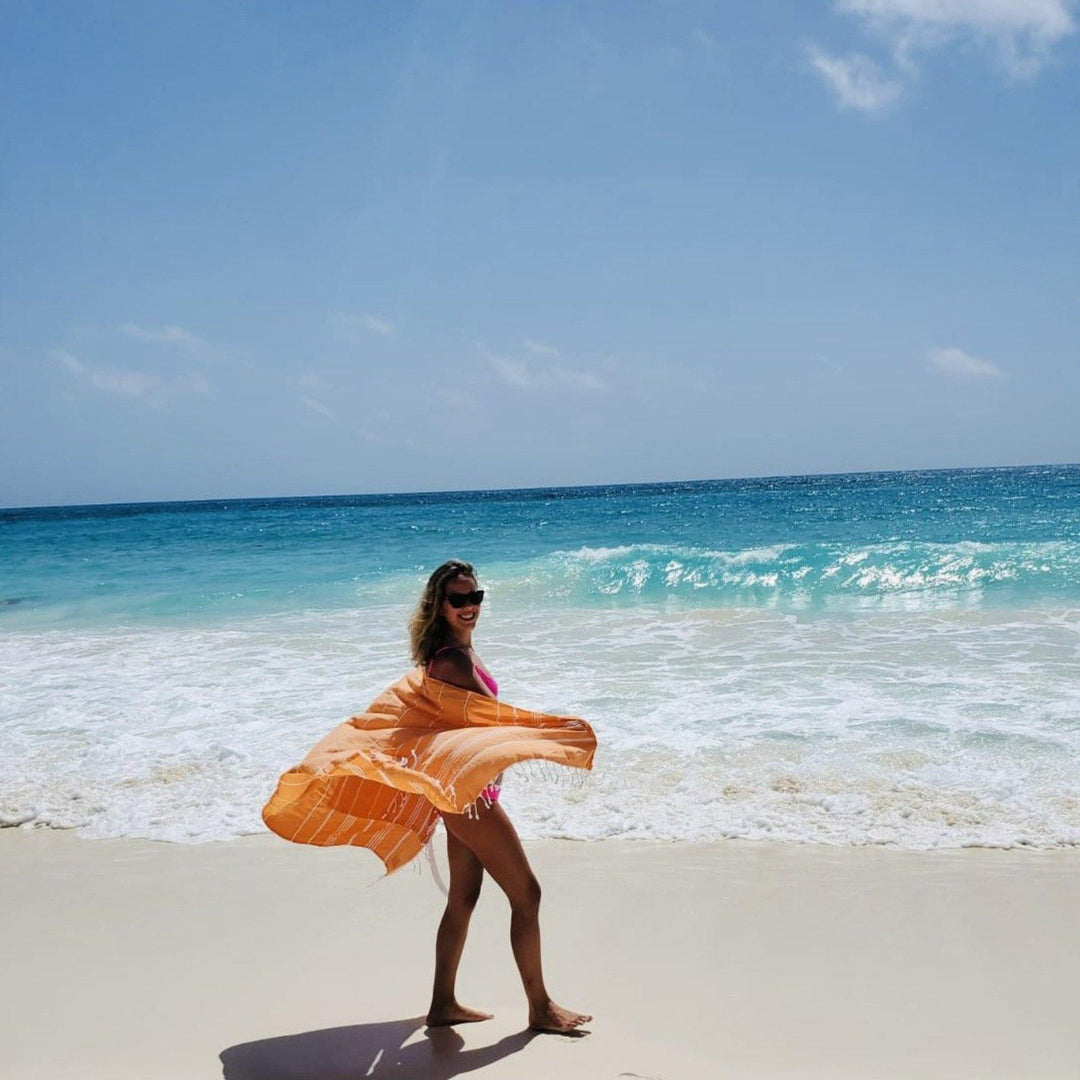 ヘアアクセサリー CHLOE' The Chloe Plage beach towel in cotton toweling Chloé Plage cotton terry beach towel in yellow - Chloe