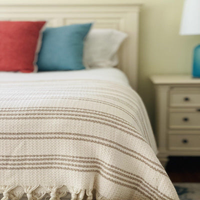 BRIELLE XL BLANKET - CREAM & BEIGE - East Indies 