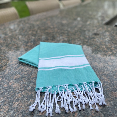 Mint and White Dahlia Hand or Kitchen Towel - East Indies 