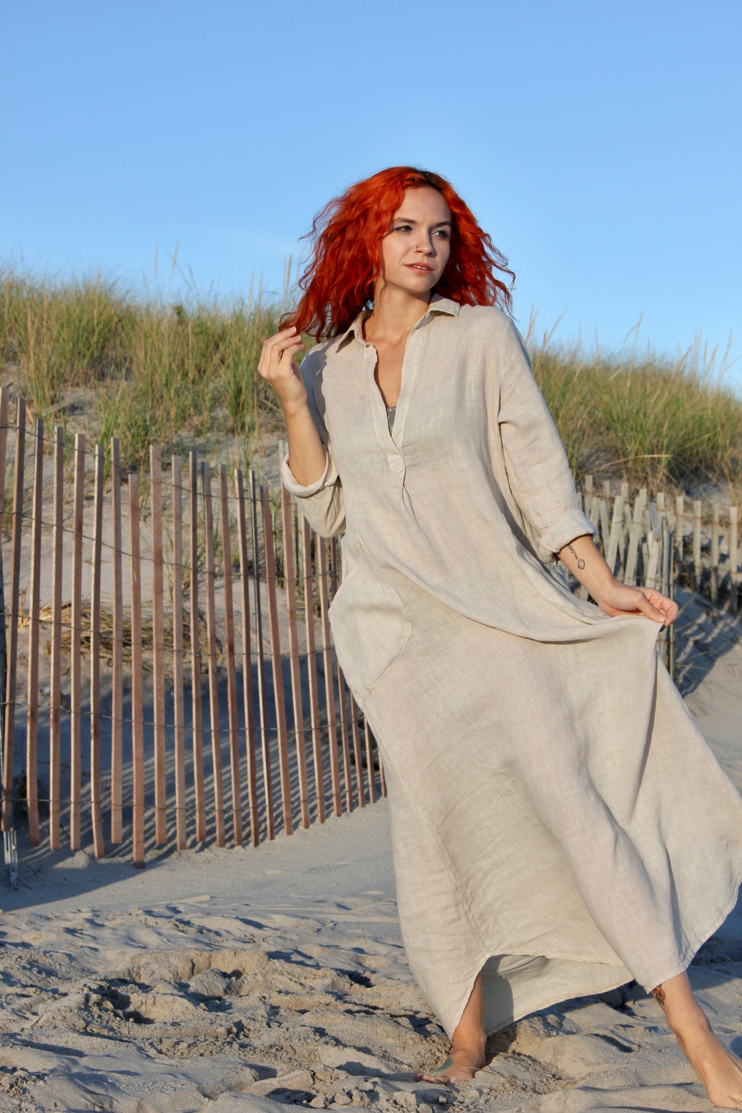 Cotton Linen Dress or Cover Up. Soft and Comfortable To Wear with Neutral Color Design. East Indies Cotton Linen Dress or Cover Up. Soft and Comfortable To Wear with Neutral Color Design. East Indies