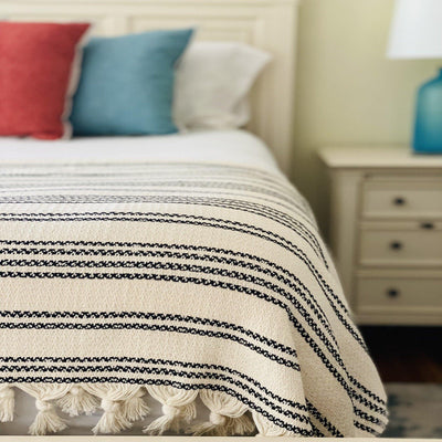 BRIELLE BLANKET - BLACK & BEIGE - East Indies 