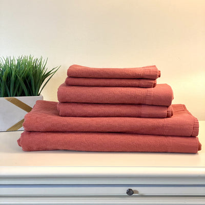 Merah Red Turkish Towel Bath Set of 6 - East Indies 