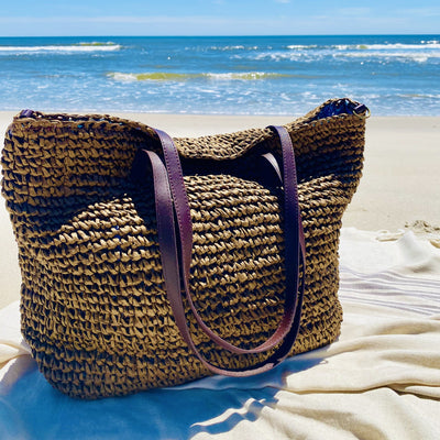 Lucille Dark Brown Shoulder Beach Bag - East Indies 